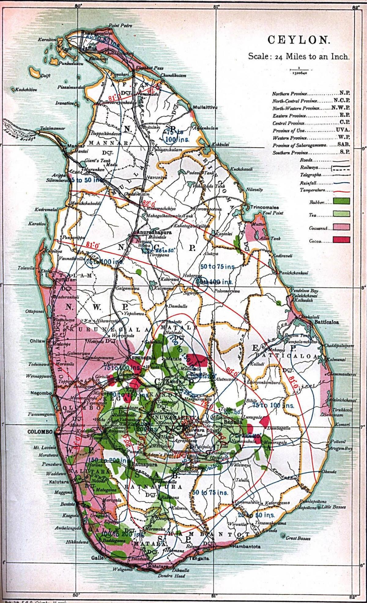 mapa Ceylonu, Srí Lanka