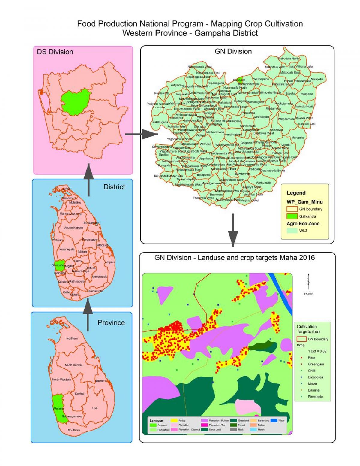 mapa gn divize mapa Srí Lanky