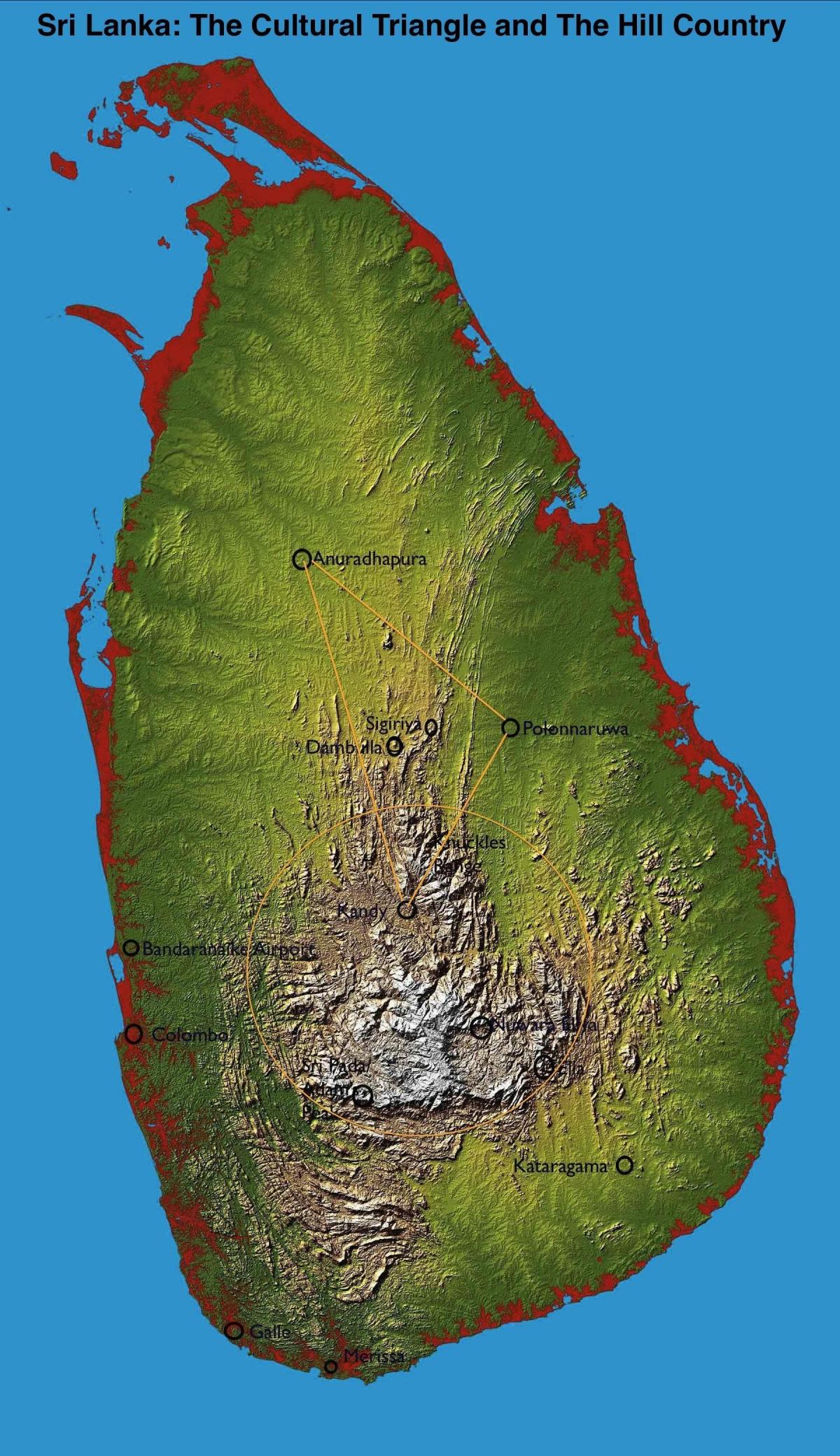 mapa hill země Srí Lanka