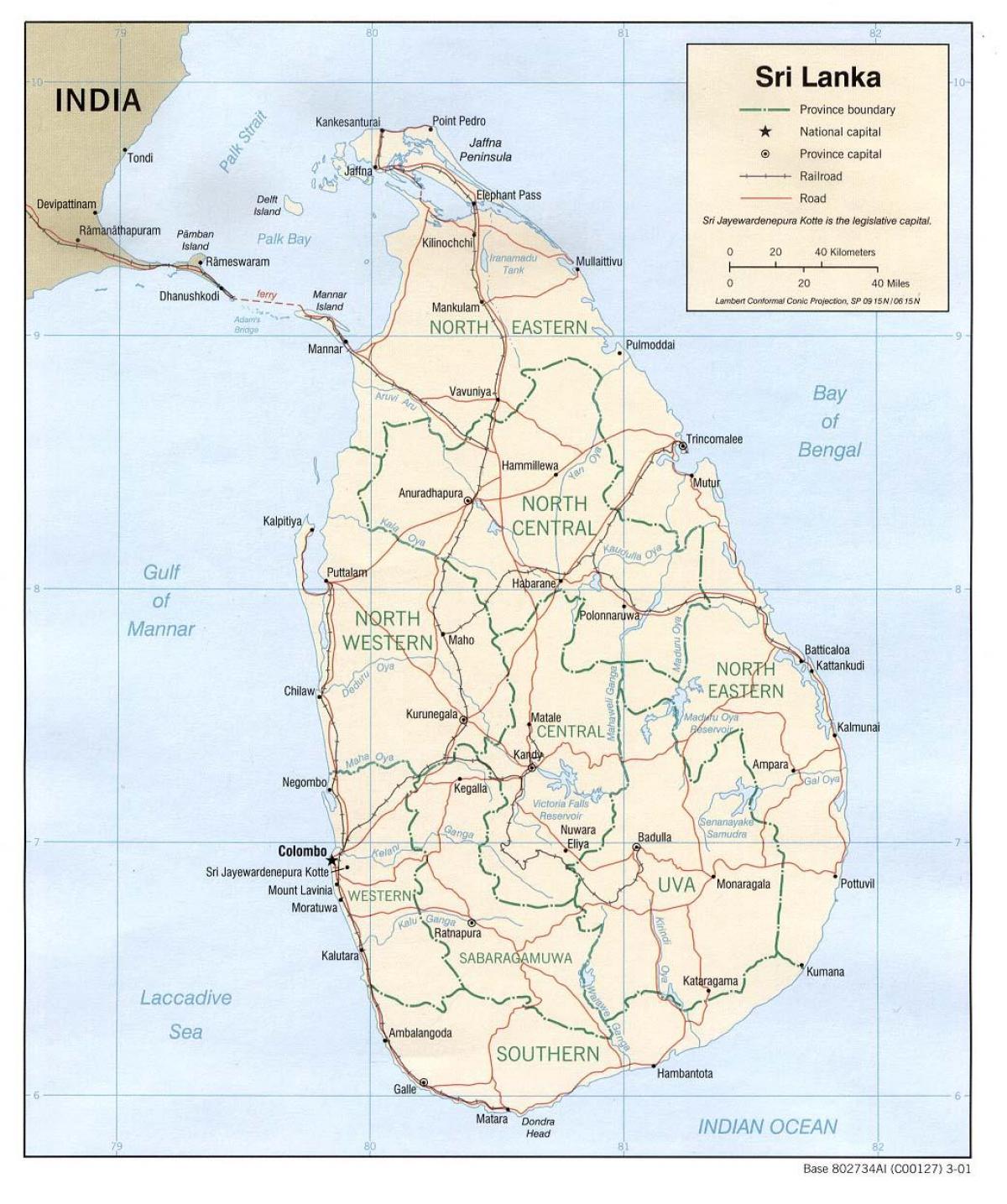 Srí Lanka autobusové mapě