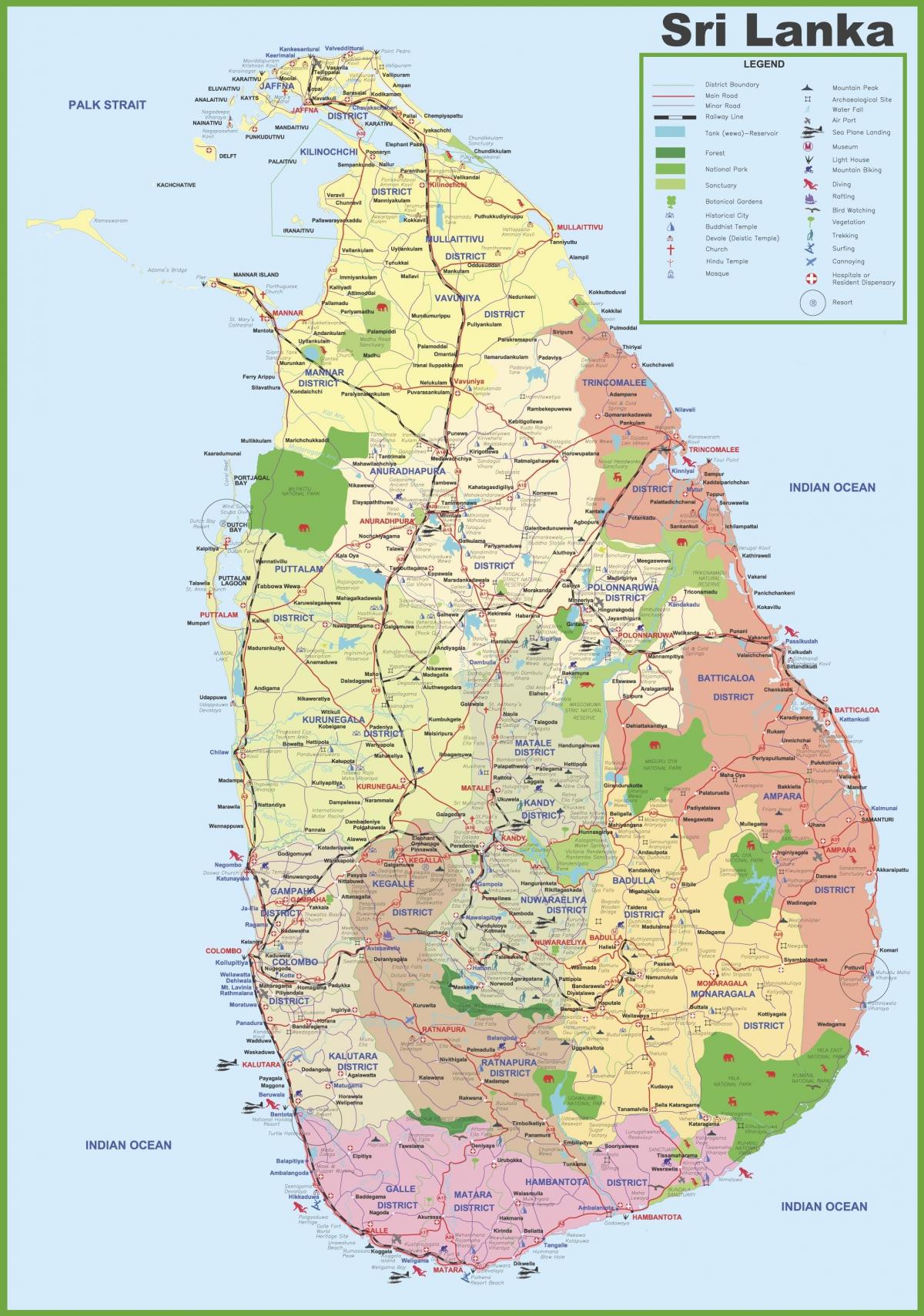 mapa Srí Lanky, vesnice