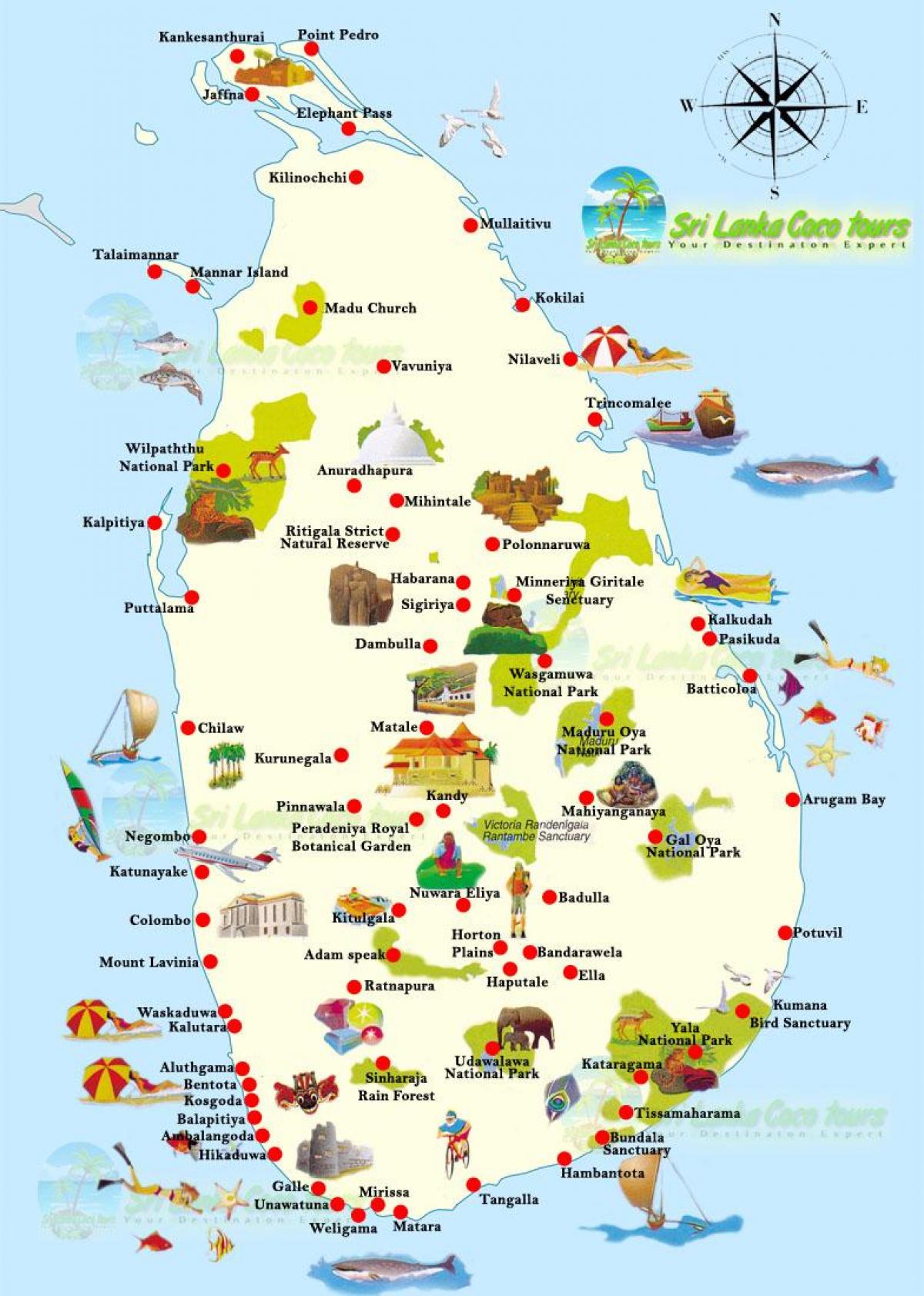 mapa unawatuna, Srí Lanka