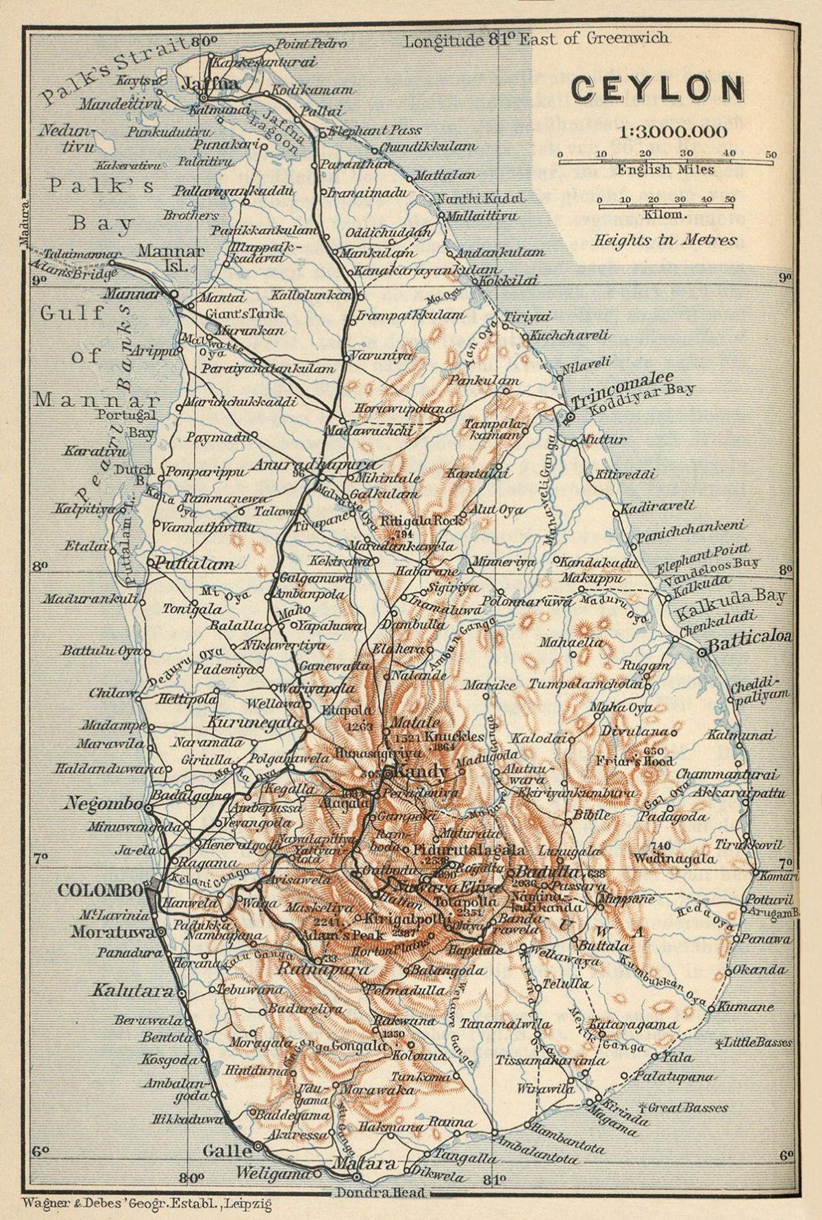 Ceylon na mapě