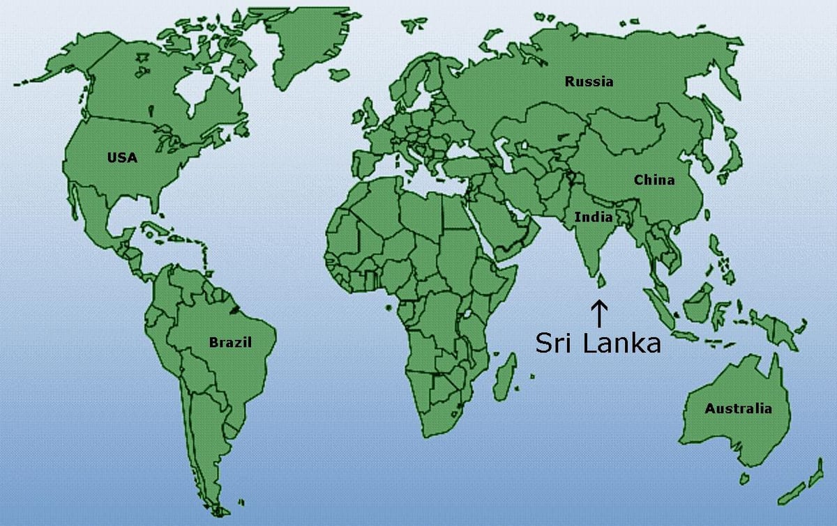 Ceylon umístění mapa světa