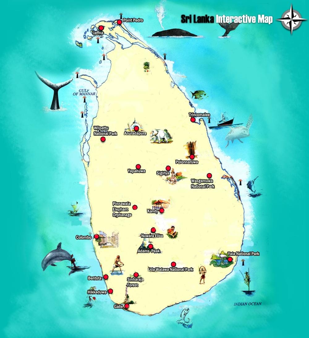 mapa jaffna, Srí Lanka