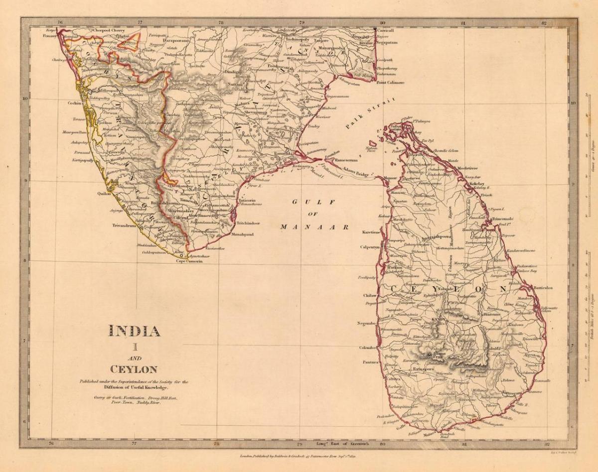 staré Ceylon mapě