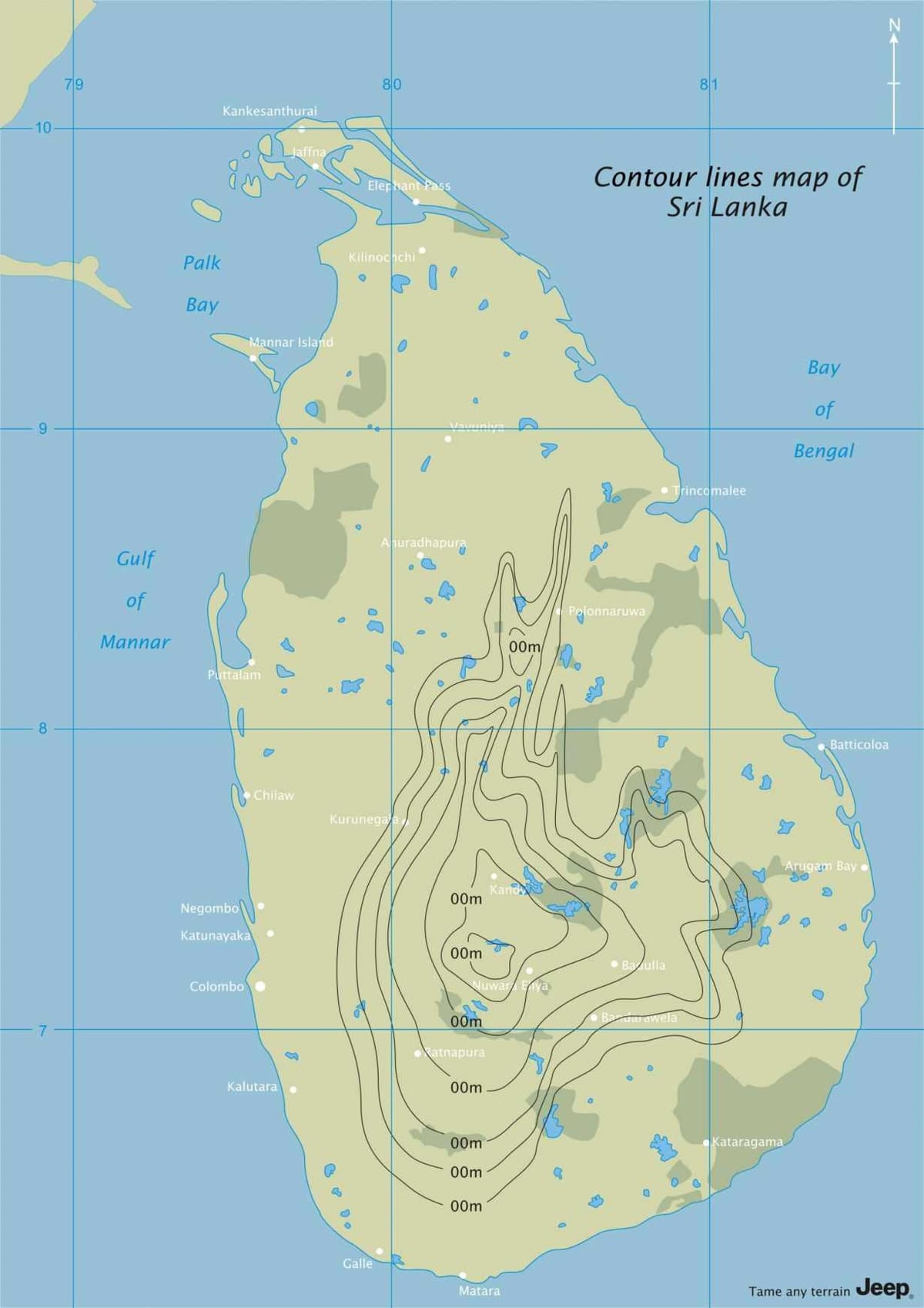 mapa obrys mapa Srí Lanky