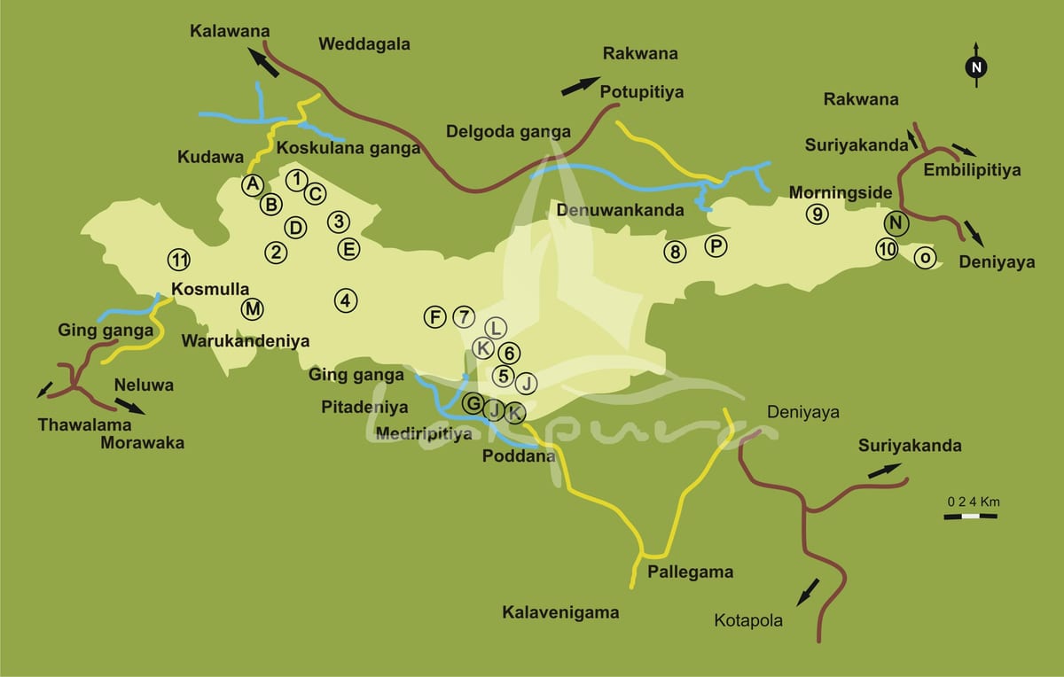 mapa Srí Lance, sinharaja