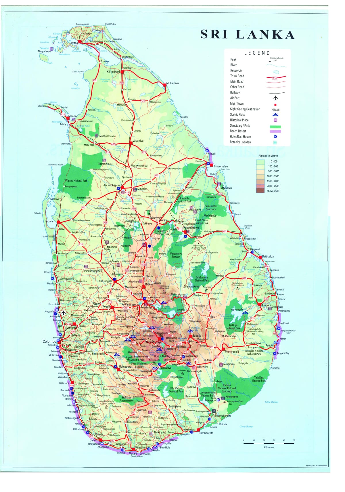 mapa Srí Lanky dopravy