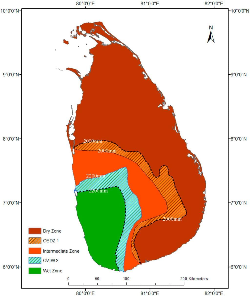 Srí Lanka klimatické pásmo mapě