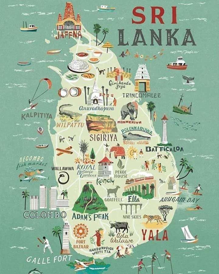 mapa Srí Lanka mapa plakát