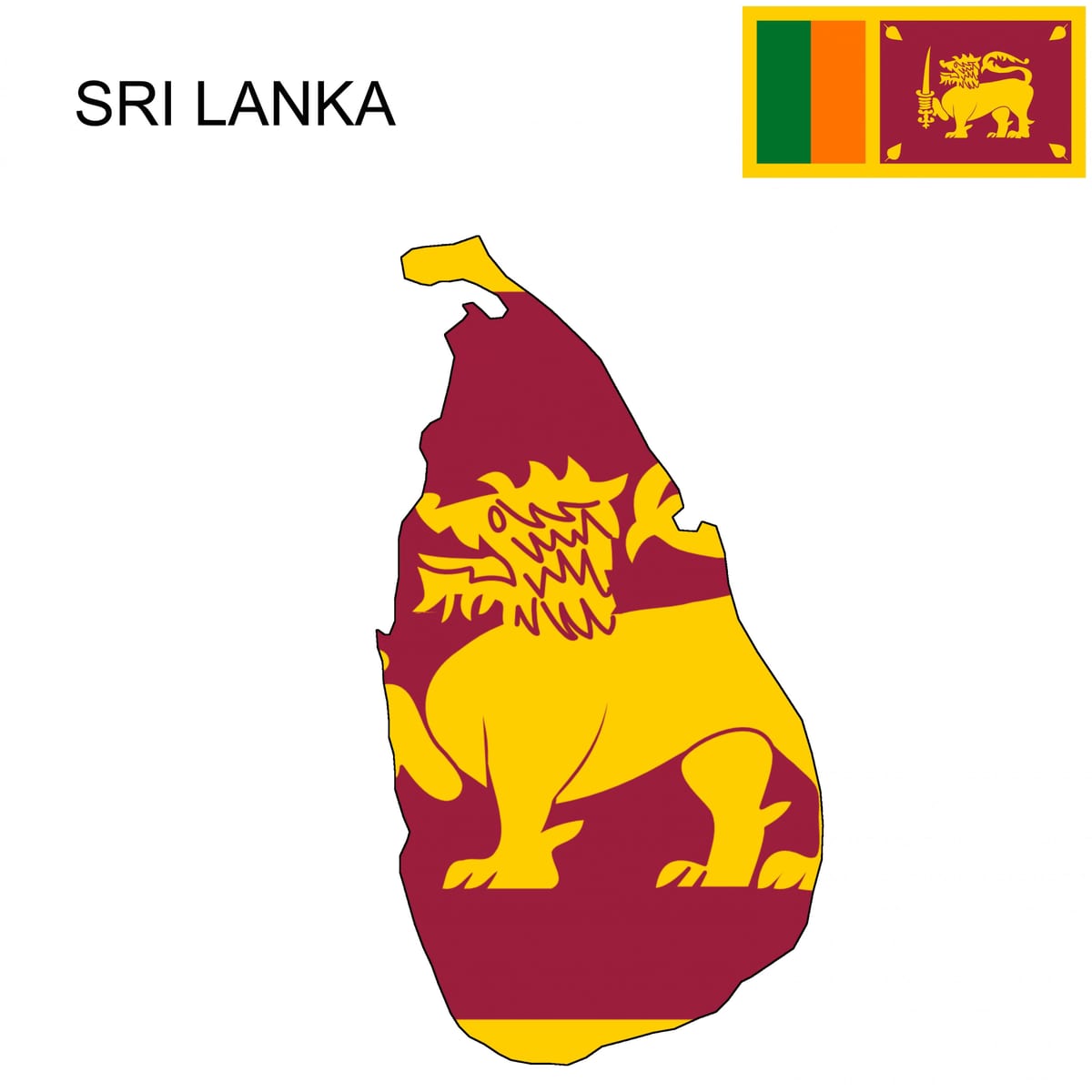 mapa Srí Lanka vlajka