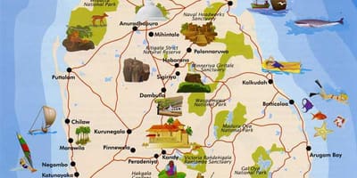 Srí Lanka ostrov mapě