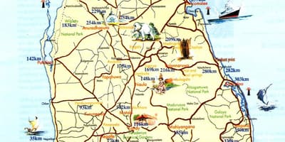 Srí Lanka atrakce mapa
