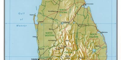 Mapa Srí Lanky fyzické