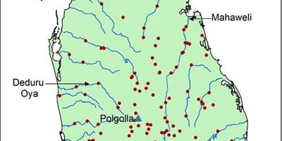 Mapa Srí Lanky ganga
