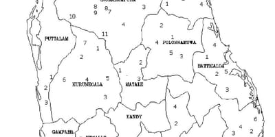 Mapa Srí Lanka mapa černé a bílé