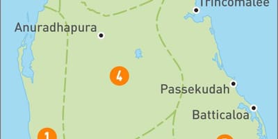 Mapa Srí Lanky regionů