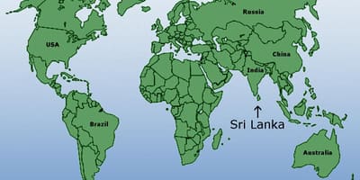 Mapa světa ukazuje, Srí Lanka
