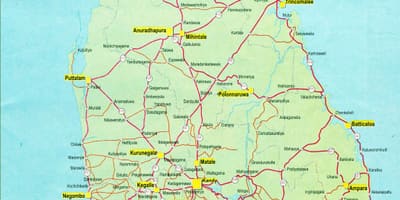 Srí Lanka dálnice silnice mapa