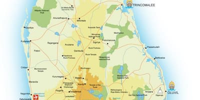 Mapa Srí Lanky porty