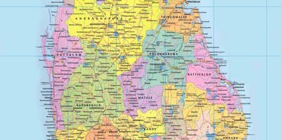 Srí Lanka road map vzdálenost km