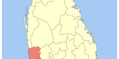 Mapa Srí Lanky, západní provincie