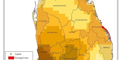 Mapa Srí Lanky, hustota obyvatel