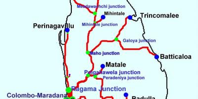 Vlaky na Srí Lance mapě