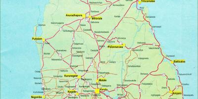 Mapa Srí Lanka mapa s vzdálenost