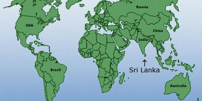 Mapa světa ukazuje, Srí Lanka