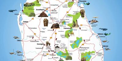 Turistických míst na Srí Lance mapě