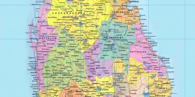 Podrobná mapa Srí Lanky s komunikací